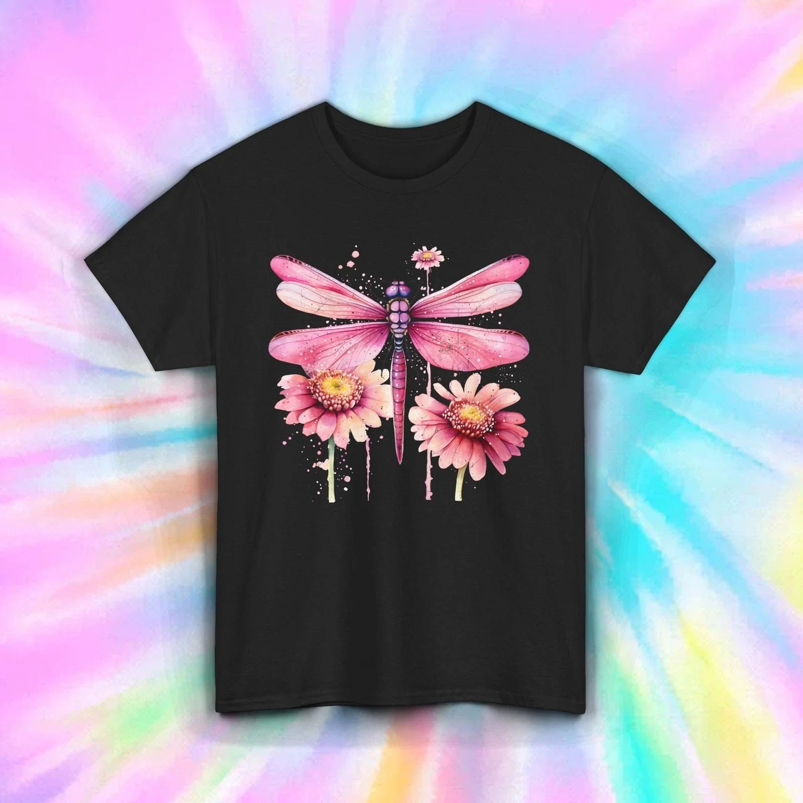 Pink Dragonfly Shirt Floral Boho Nature Garden Spirit Aesthetic Tee S-5XL Unisex T-shirt, Sweatshirt, Hoodie, Long Sleeve Tee - T-Shirt, Sweatshirt, Hoodie