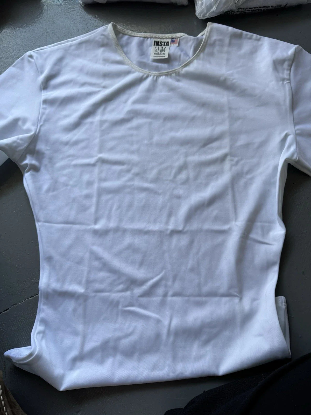 Insta Slim Men's White Compression Crew Neck Large Made In USA Unisex T-shirt, Sweatshirt, Hoodie, Long Sleeve Tee - T-Shirt, Sweatshirt, Hoodie