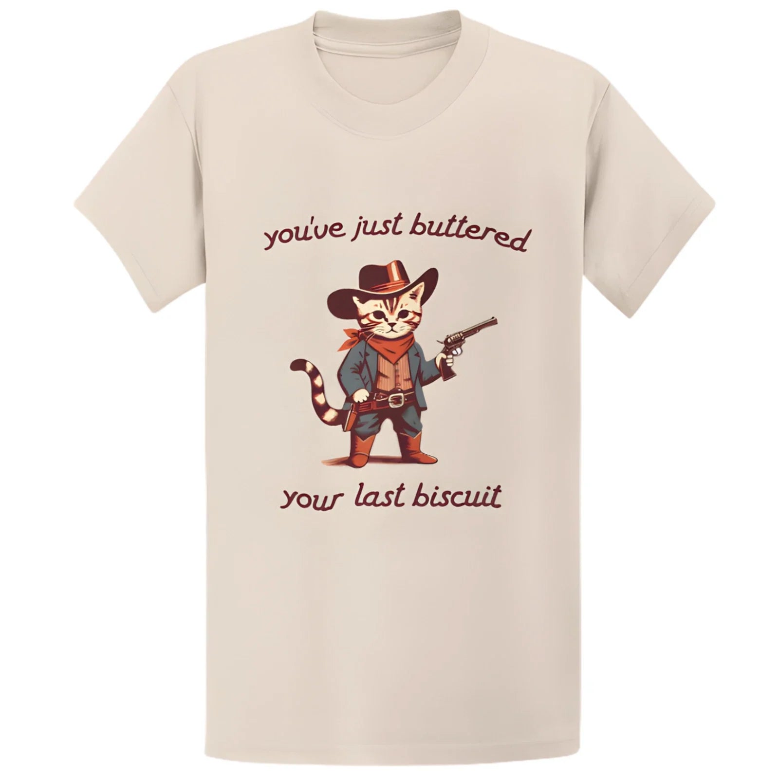 Gildan 5000 Buttered Your Last Biscuit Cowboy Cat T-Shirt, Funny Meowdy Gift Tee Unisex T-shirt, Sweatshirt, Hoodie, Long Sleeve Tee - T-Shirt, Sweatshirt, Hoodie