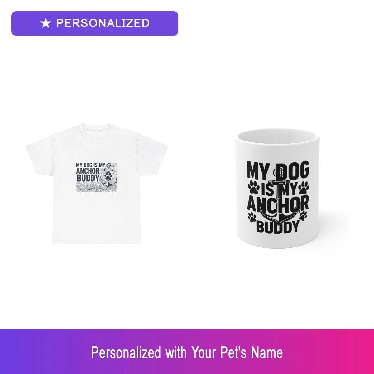 Custom Dog Pet Gift Set Shirt Mug Personalized Name Bundle Lover Unisex T-shirt, Sweatshirt, Hoodie, Long Sleeve Tee - T-Shirt, Sweatshirt, Hoodie