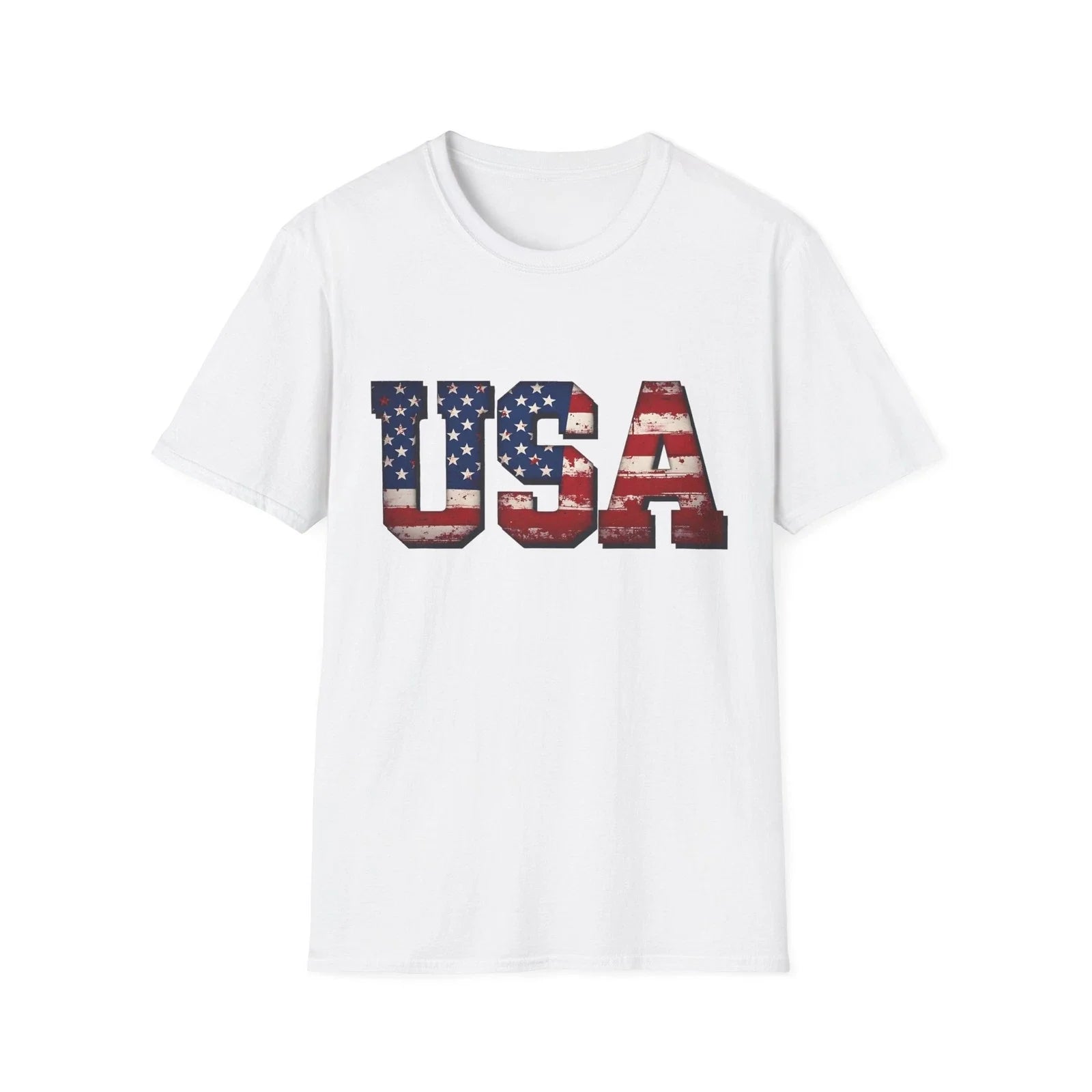 USA flag letters T-Shirt, Patriotic American flag typography Tshirt Unisex T-shirt, Sweatshirt, Hoodie, Long Sleeve Tee - T-Shirt, Sweatshirt, Hoodie