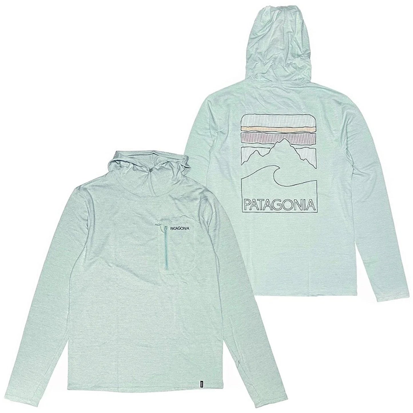Patagonia Mens Capilene Cool Sun Hoody Peak Visions L/S T-shirt Thermal Blue/Ice Unisex T-shirt, Sweatshirt, Hoodie, Long Sleeve Tee - T-Shirt, Sweatshirt, Hoodie