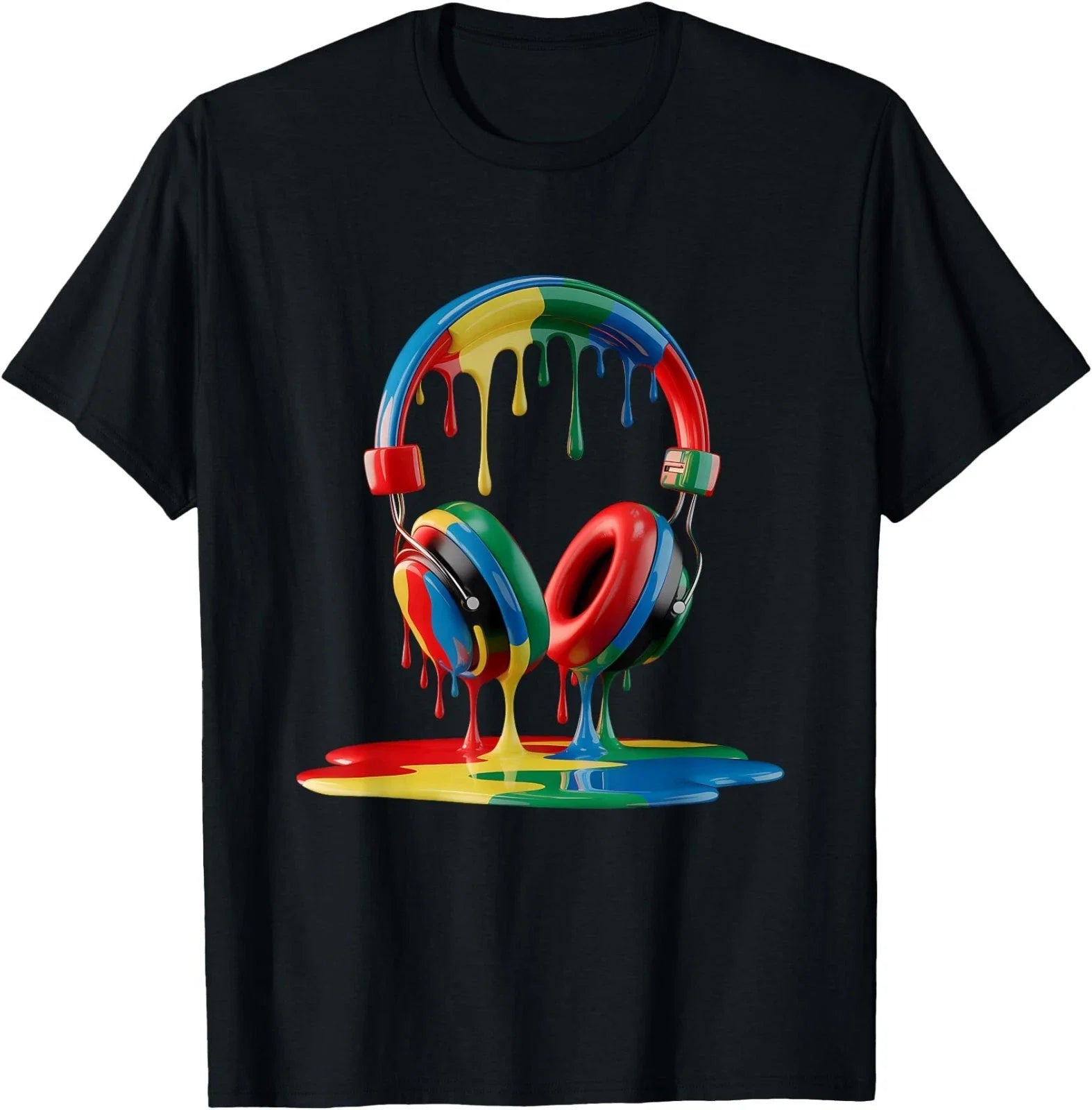 Colorful Dripping Headphones Melting Paint Creative Music T-Shirt Unisex T-shirt, Sweatshirt, Hoodie, Long Sleeve Tee - T-Shirt, Sweatshirt, Hoodie