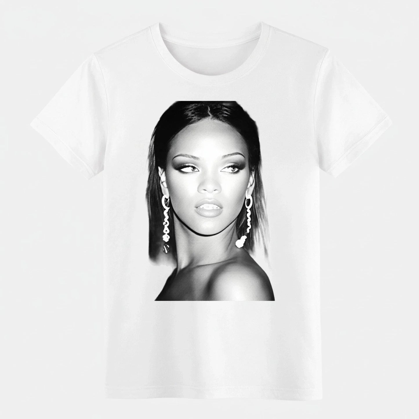 Rihanna Black and White Portrait Graphic T-Shirt,Music Fan Streetwear Cotton Tee Unisex T-shirt, Sweatshirt, Hoodie, Long Sleeve Tee - T-Shirt, Sweatshirt, Hoodie
