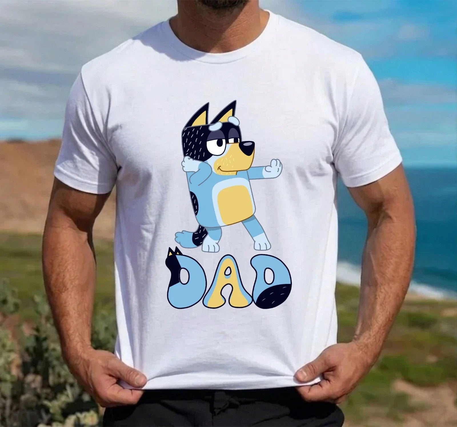 Father Day Dad Blue Dog Kids T-Shirt Father Day daddy Cartoon Lover Unisex Unisex T-shirt, Sweatshirt, Hoodie, Long Sleeve Tee - T-Shirt, Sweatshirt, Hoodie