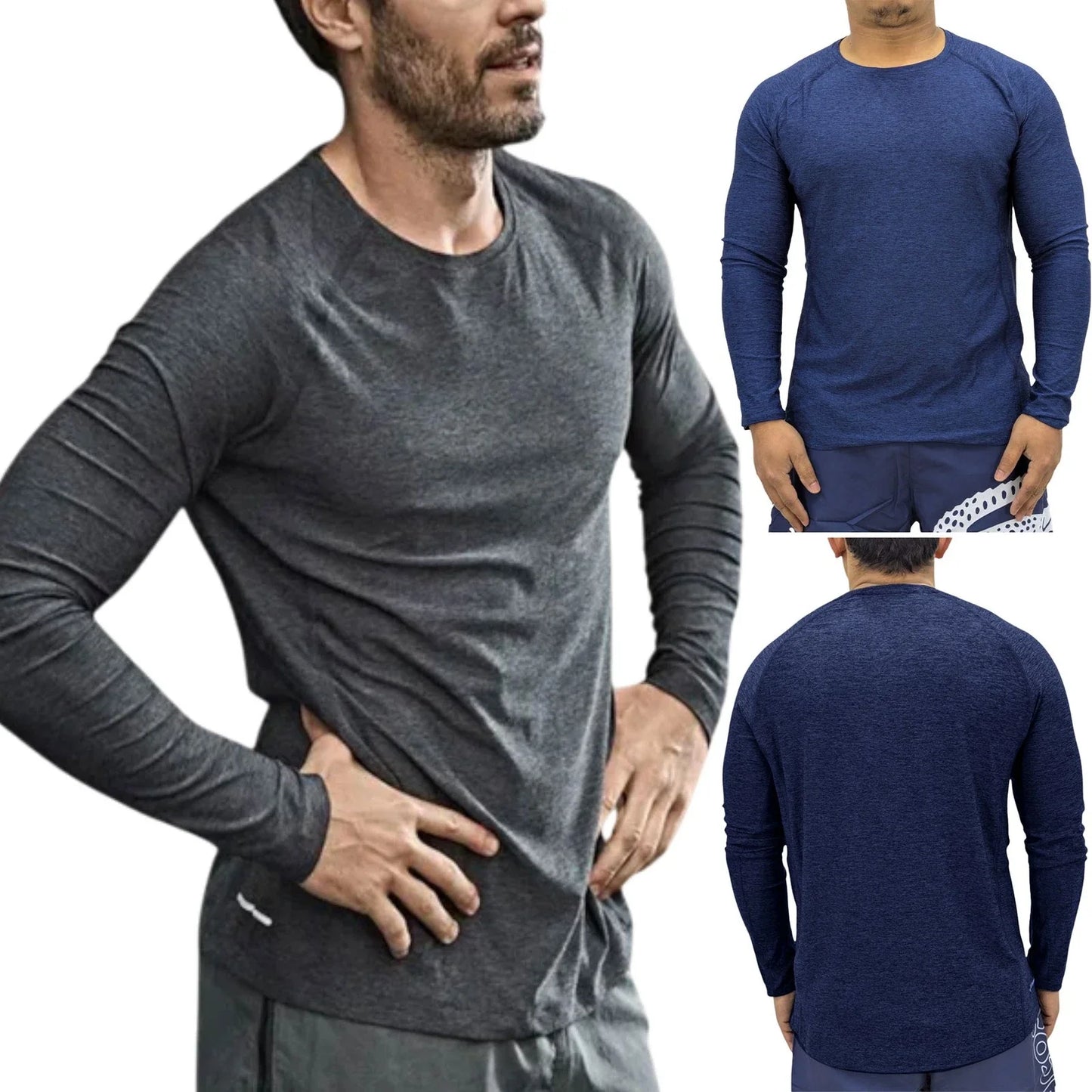 Mens T Shirt Solid Long Sleeves Dry Fit Gym Basic Tee Quick Dry Plain Base Layer Unisex T-shirt, Sweatshirt, Hoodie, Long Sleeve Tee - T-Shirt, Sweatshirt, Hoodie