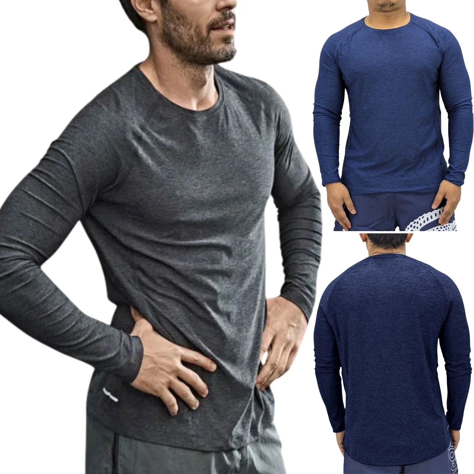 Mens T Shirt Solid Long Sleeves Dry Fit Gym Basic Tee Quick Dry Plain Base Layer Unisex T-shirt, Sweatshirt, Hoodie, Long Sleeve Tee - T-Shirt, Sweatshirt, Hoodie