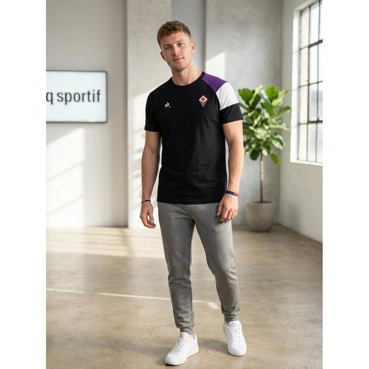 Le Coq Sportif ACF Fiorentina Mens XXL Black Soccer T-Shirt Colorblock 401292374 Unisex T-shirt, Sweatshirt, Hoodie, Long Sleeve Tee - T-Shirt, Sweatshirt, Hoodie