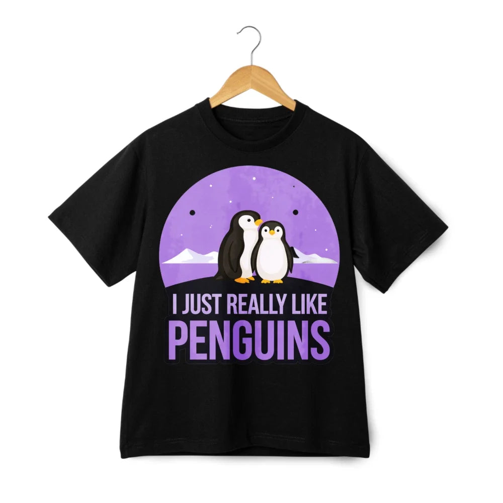 I Just Really Like Penguins Print T-Shirt, Arctic Animal Casual Tee Unisex T-shirt, Sweatshirt, Hoodie, Long Sleeve Tee - T-Shirt, Sweatshirt, Hoodie