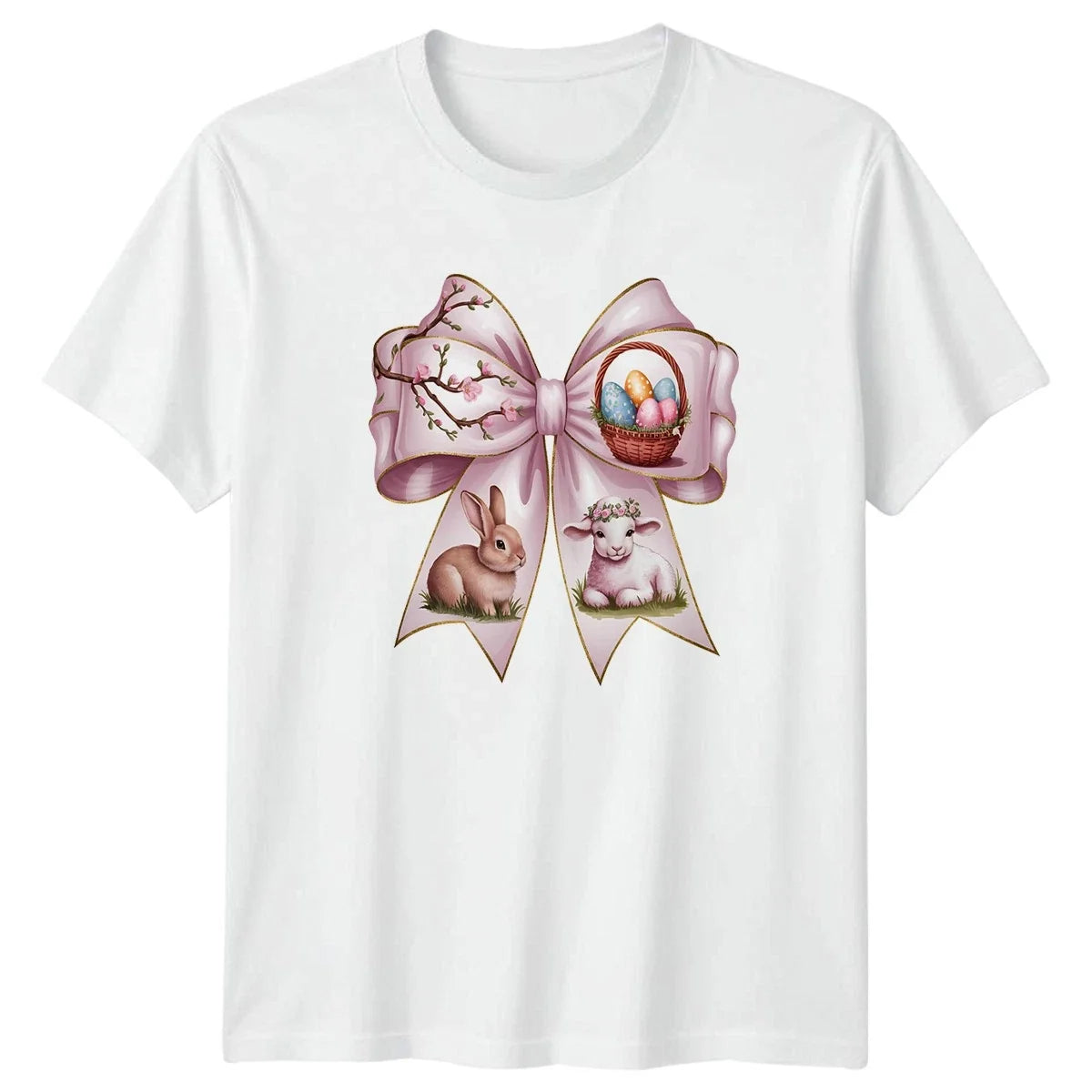 Cute Watercolor Easter Bunny Lamb Womens T-Shirt Easter Spring Holiday Apparel Unisex T-shirt, Sweatshirt, Hoodie, Long Sleeve Tee - T-Shirt, Sweatshirt, Hoodie