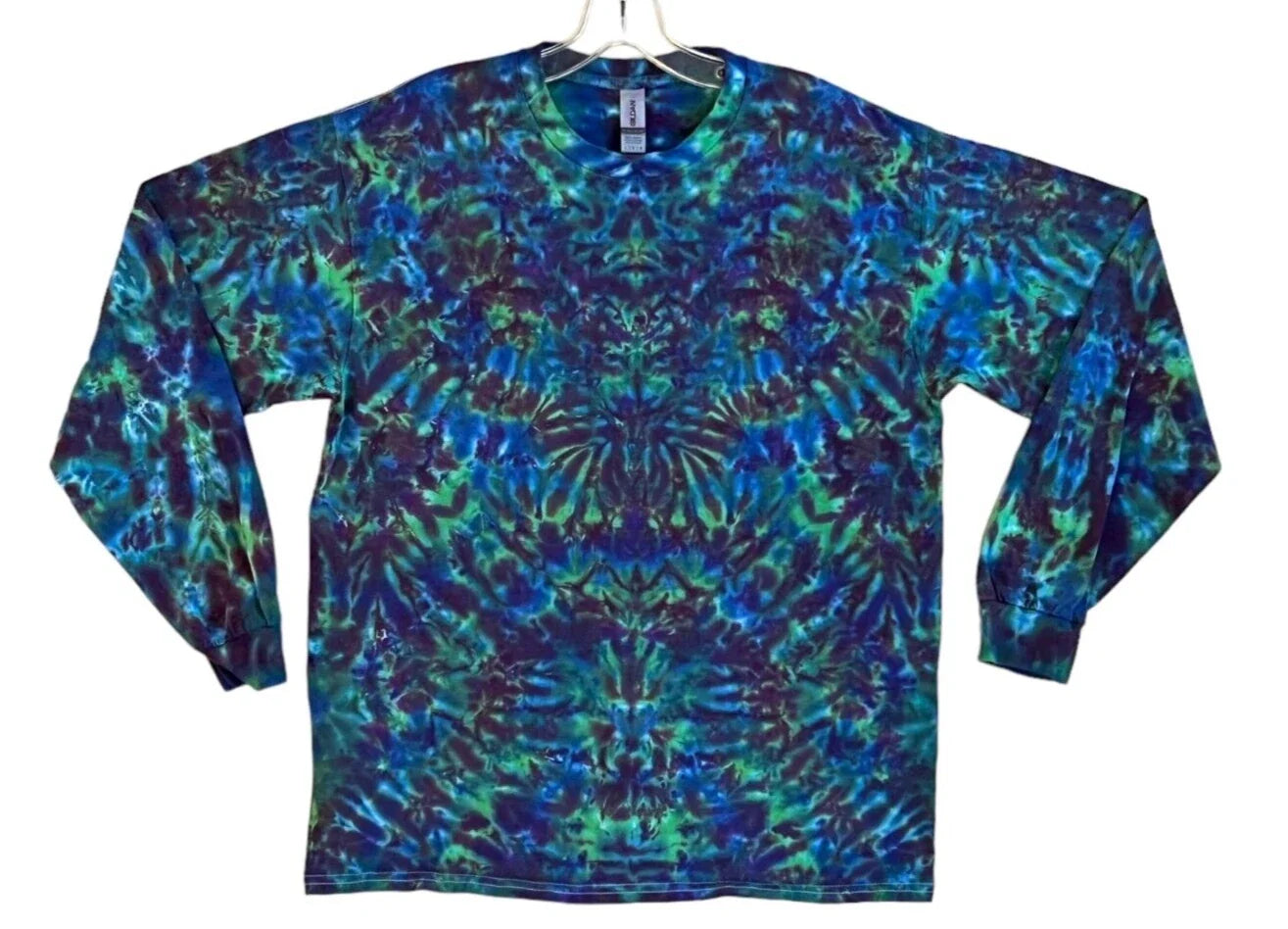 Tie Dye Shirt | Green & Purple Blotter | Long Sleeve Handmade T-Shirt | Small-6X Unisex T-shirt, Sweatshirt, Hoodie, Long Sleeve Tee - T-Shirt, Sweatshirt, Hoodie