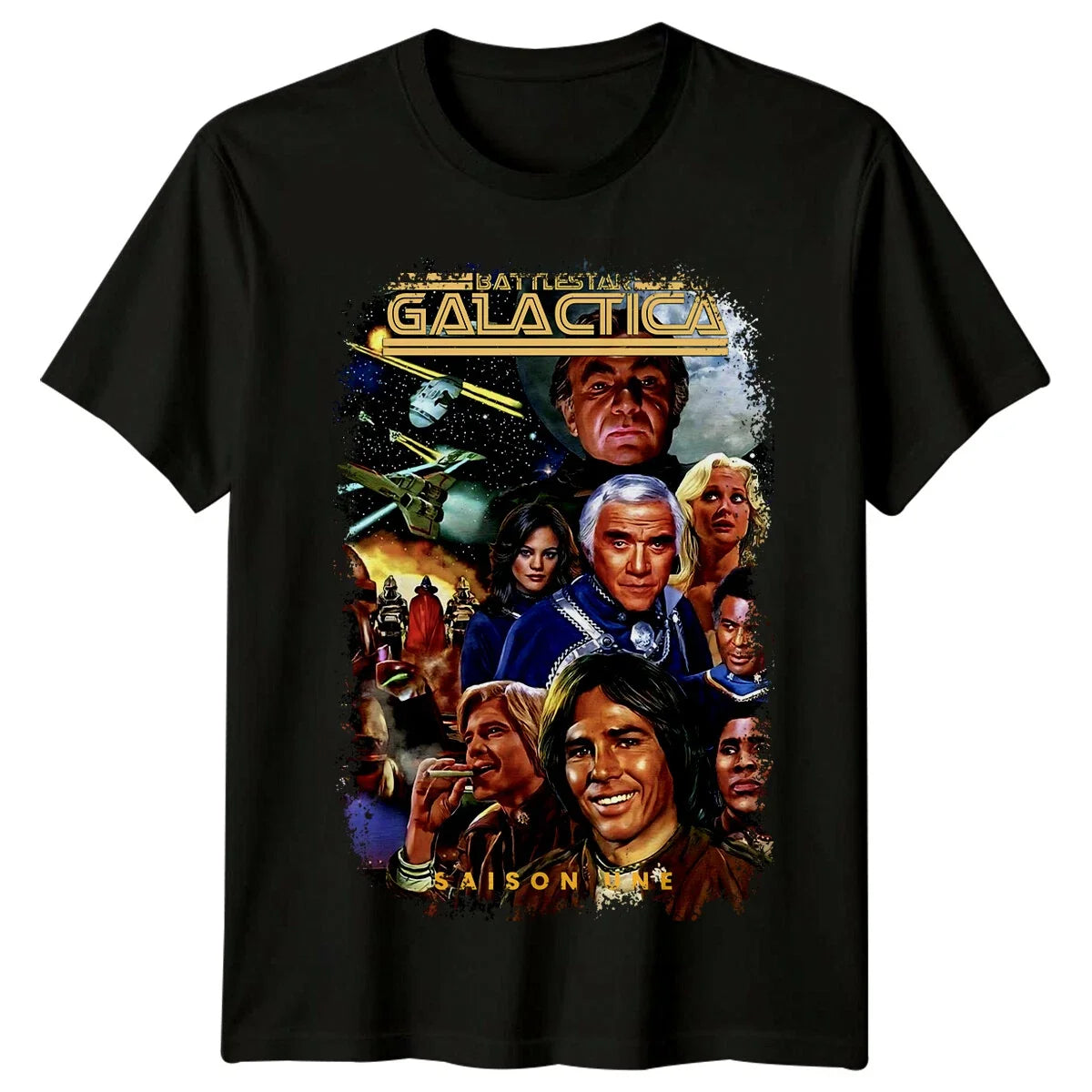 Battlestar Galactica (1978) Season 1 Movie Poster Inspired T-Shirt Retro 80s Tee Unisex T-shirt, Sweatshirt, Hoodie, Long Sleeve Tee - T-Shirt, Sweatshirt, Hoodie
