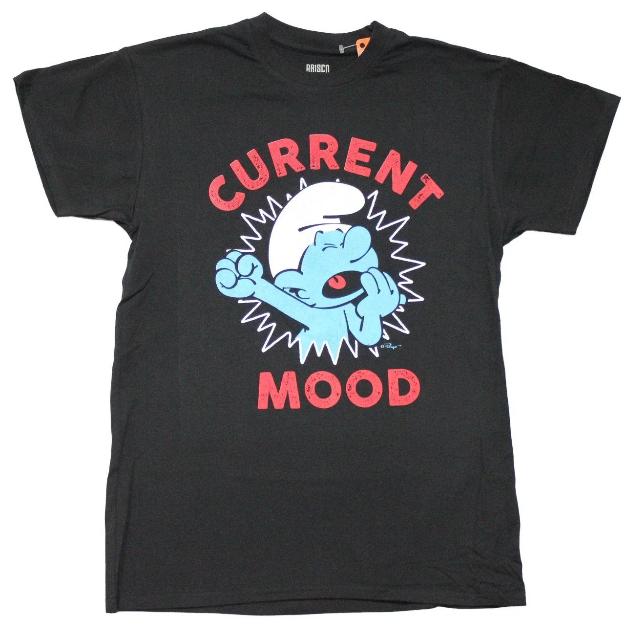Smurfs New Adult T-Shirt - "Current Mood" Yawning Lazy Image Unisex T-shirt, Sweatshirt, Hoodie, Long Sleeve Tee - T-Shirt, Sweatshirt, Hoodie
