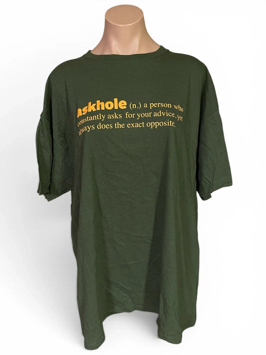 Askhole Funny Definition T Shirt Unisex XL Green Novelty Graphic Sarcastic Tee Unisex T-shirt, Sweatshirt, Hoodie, Long Sleeve Tee - T-Shirt, Sweatshirt, Hoodie