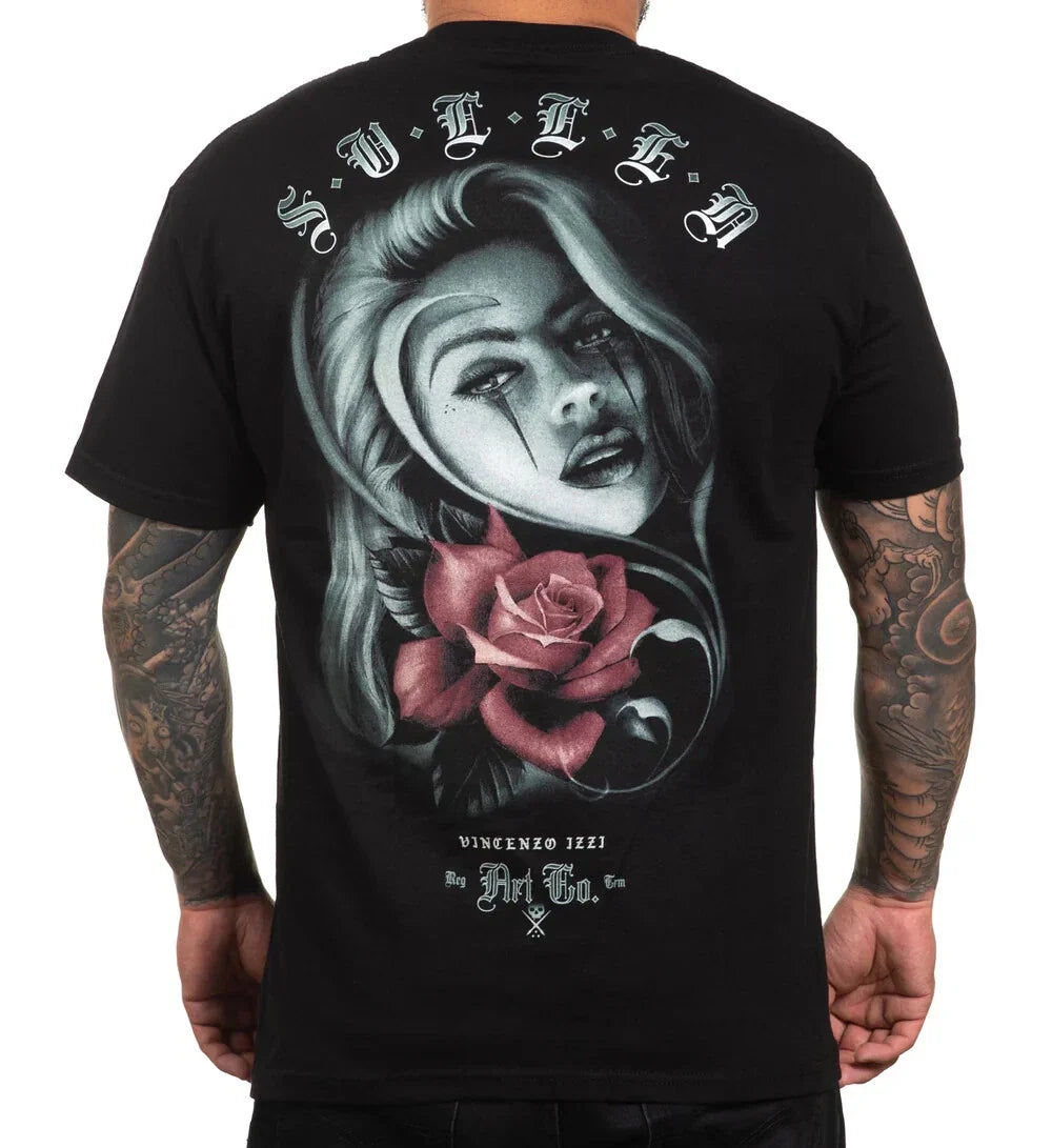 Sullen Pin Up Street Life Gothic Americana Tattoo Art Mens Tee VINCENZO IZZI Unisex T-shirt, Sweatshirt, Hoodie, Long Sleeve Tee - T-Shirt, Sweatshirt, Hoodie