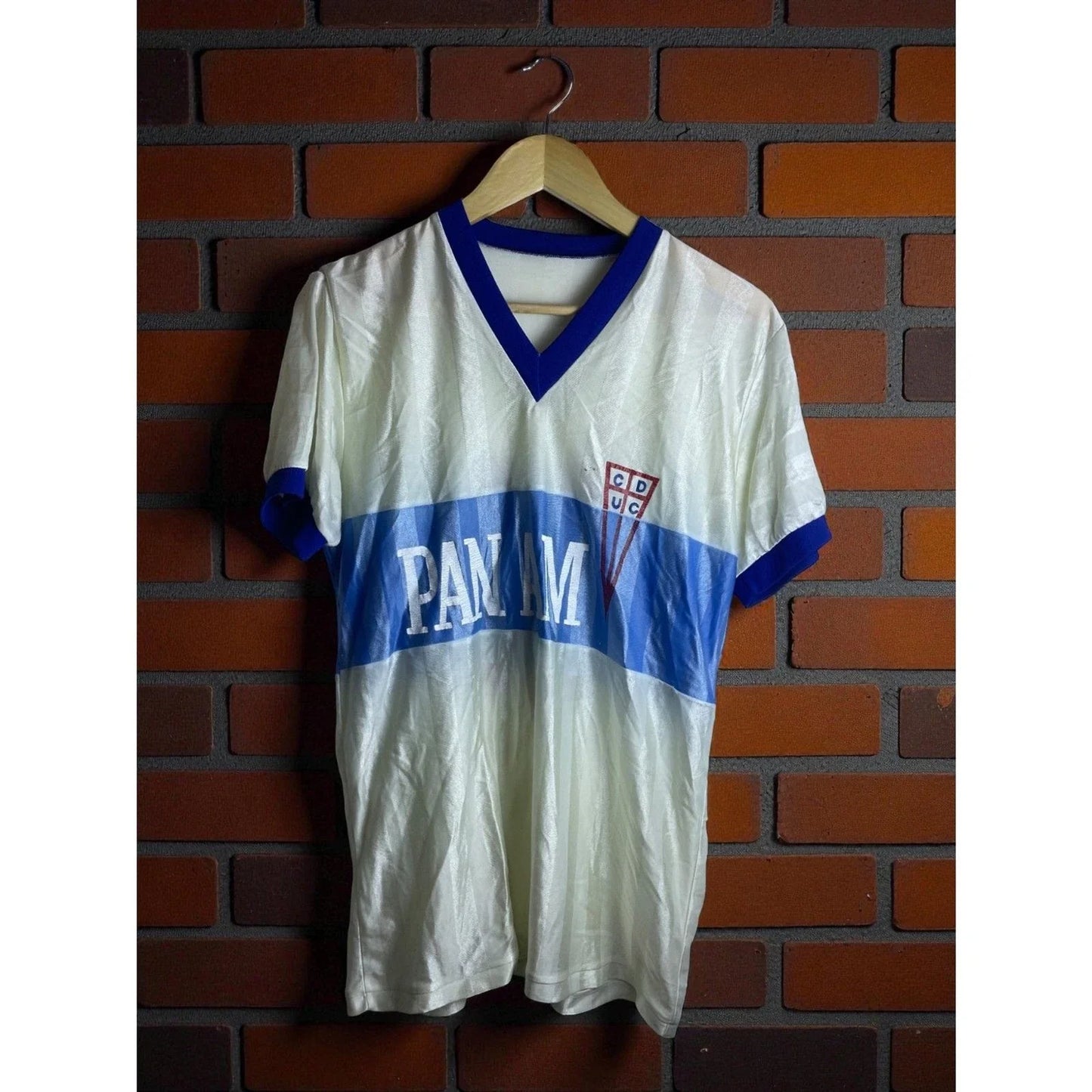 Vintage Pan Am CDUC Soccer Jersey  #11  White/Blue  Retro Style - Size M Unisex T-shirt, Sweatshirt, Hoodie, Long Sleeve Tee - T-Shirt, Sweatshirt, Hoodie