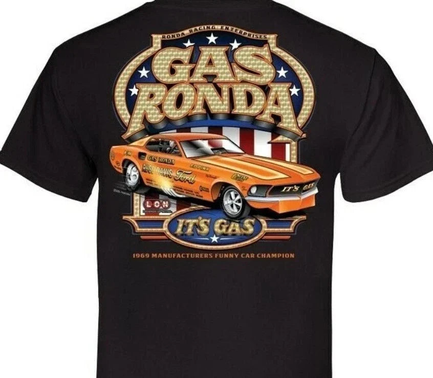 Gas Ronda Ford Mustang (148) MENS T-SHIRT 100% COTTON DRAG RACING NHRA Unisex T-shirt, Sweatshirt, Hoodie, Long Sleeve Tee - T-Shirt, Sweatshirt, Hoodie
