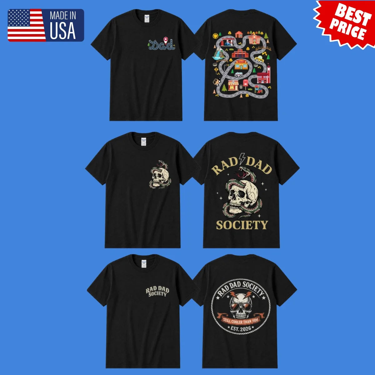(Collection) Rad Dad Society Shirt Funny Fathers Day Gift Cool Dad Tee S-5XL Unisex T-shirt, Sweatshirt, Hoodie, Long Sleeve Tee - T-Shirt, Sweatshirt, Hoodie