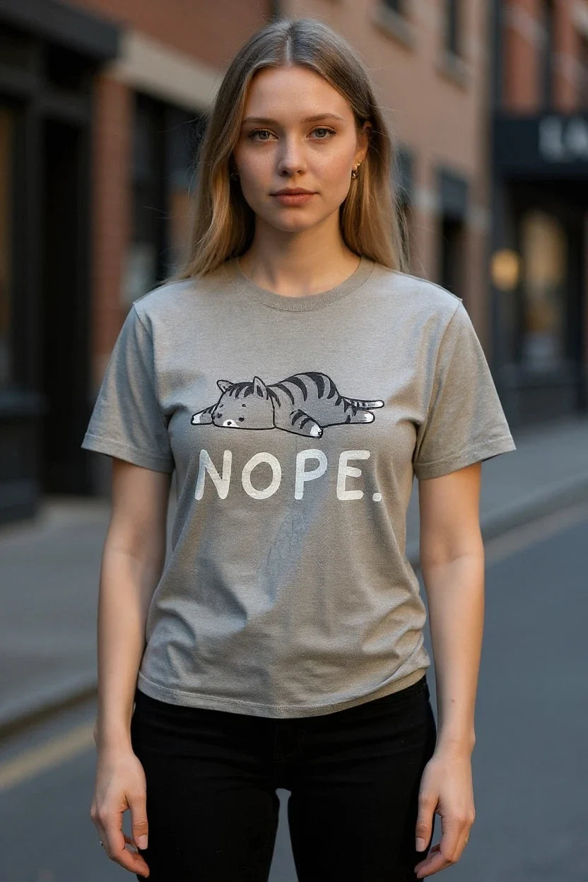 Funny Cat Nope Lazy Cat Grey Gray Cat Lady Cat Lovers Gift T-Shirt LOL Crazy EUC Unisex T-shirt, Sweatshirt, Hoodie, Long Sleeve Tee - T-Shirt, Sweatshirt, Hoodie