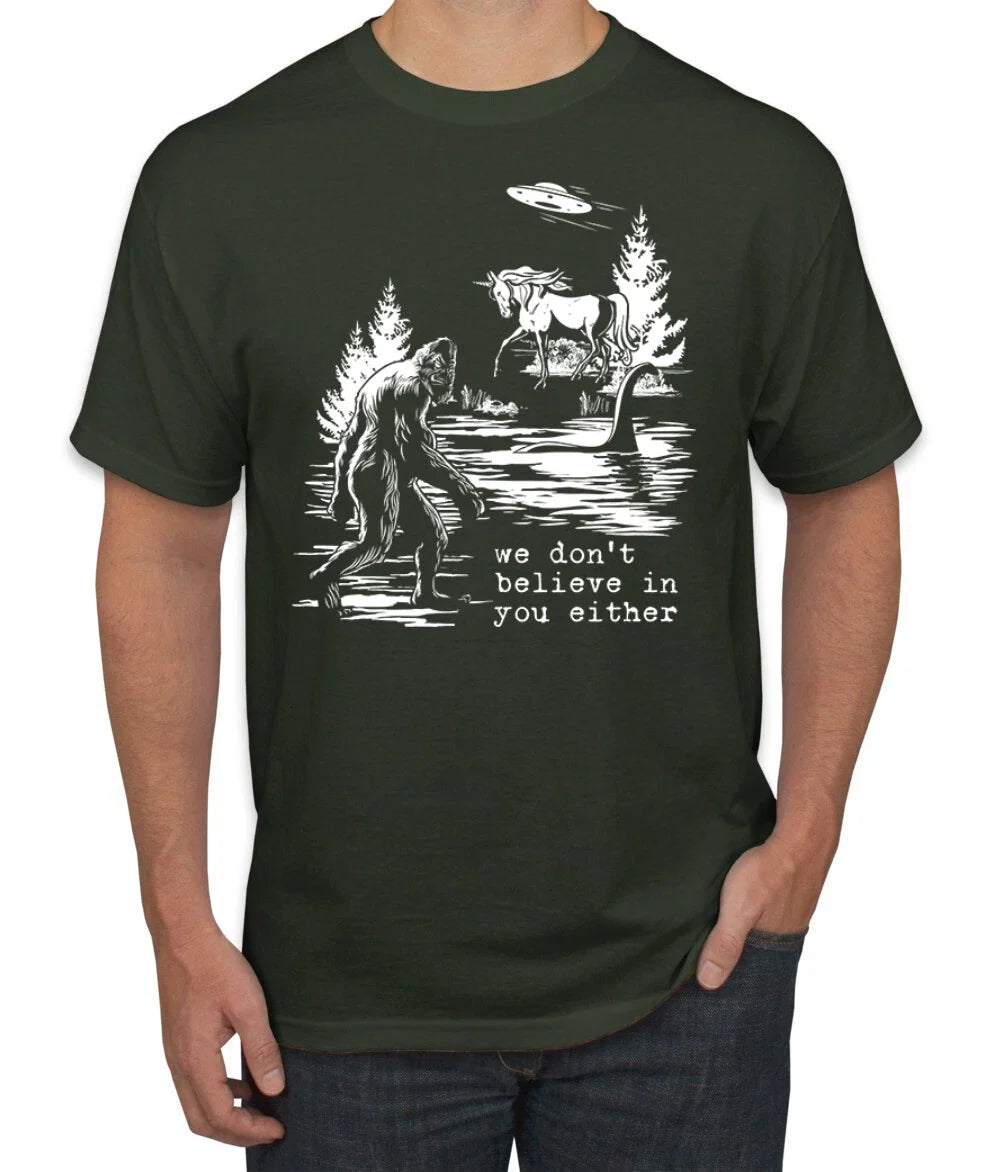 We Don't Believe Either Bigfoot Unicorns Men T-Shirt Unisex T-shirt, Sweatshirt, Hoodie, Long Sleeve Tee - T-Shirt, Sweatshirt, Hoodie