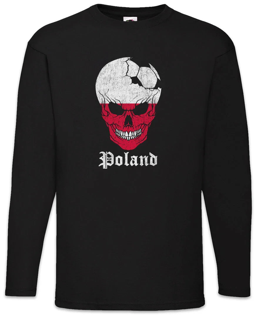 Poland Football Skull I Men Long Sleeve T-Shirt polish Soccer Flag World Unisex T-shirt, Sweatshirt, Hoodie, Long Sleeve Tee - T-Shirt, Sweatshirt, Hoodie
