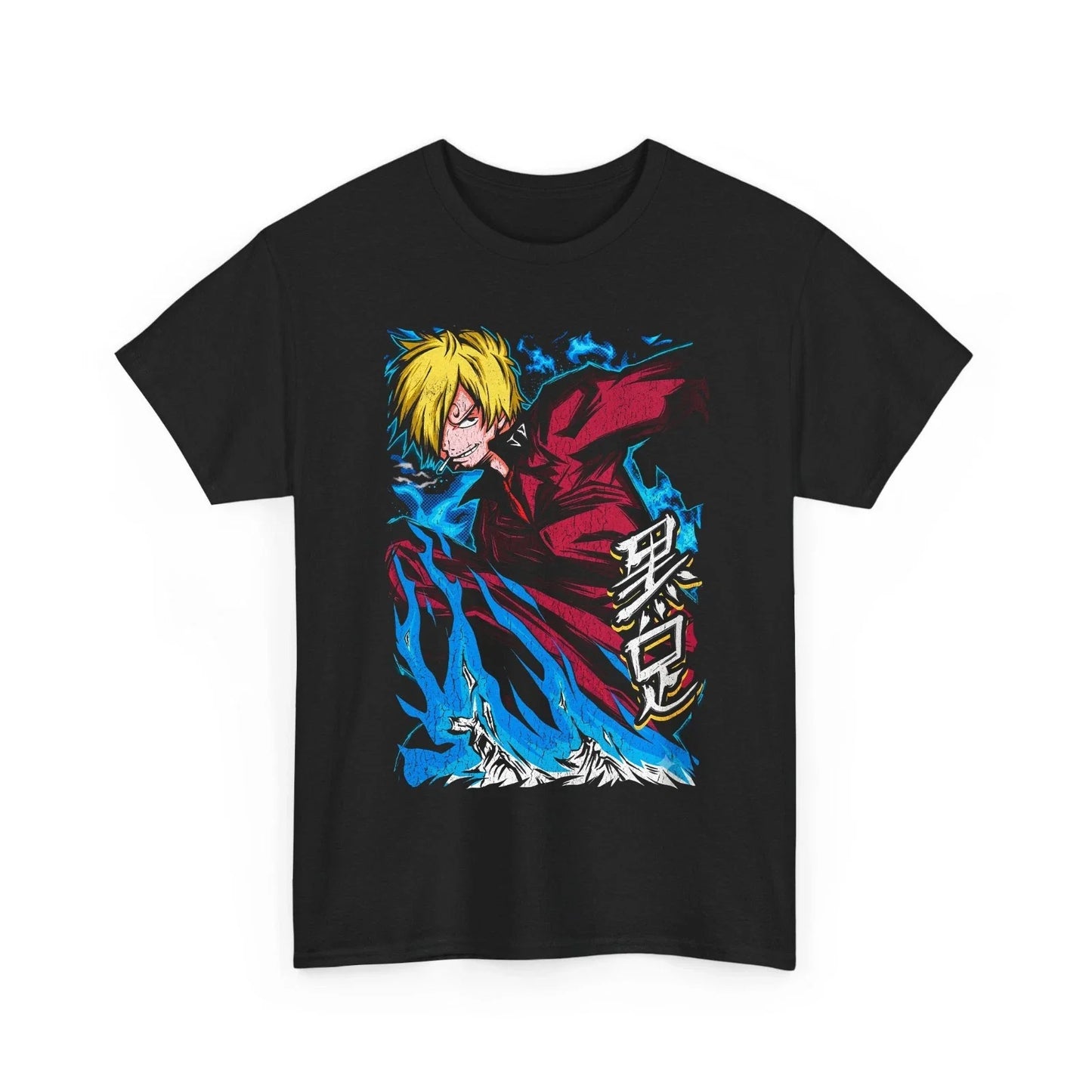 Japanese Streetwear Fire Kick Skull T-Shirt Blue Aura Kanji Graphic Tee Men Unisex T-shirt, Sweatshirt, Hoodie, Long Sleeve Tee - T-Shirt, Sweatshirt, Hoodie