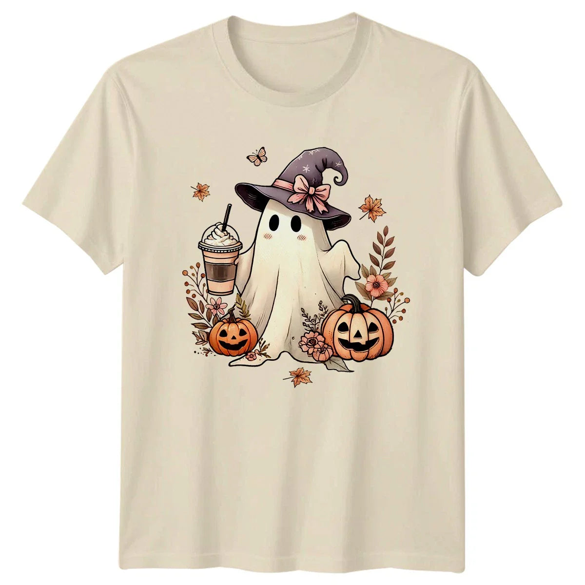 Cute Ghost Iced Coffee Womens T-Shirt Fall Spooky Halloween Gift For Her Unisex T-shirt, Sweatshirt, Hoodie, Long Sleeve Tee - T-Shirt, Sweatshirt, Hoodie