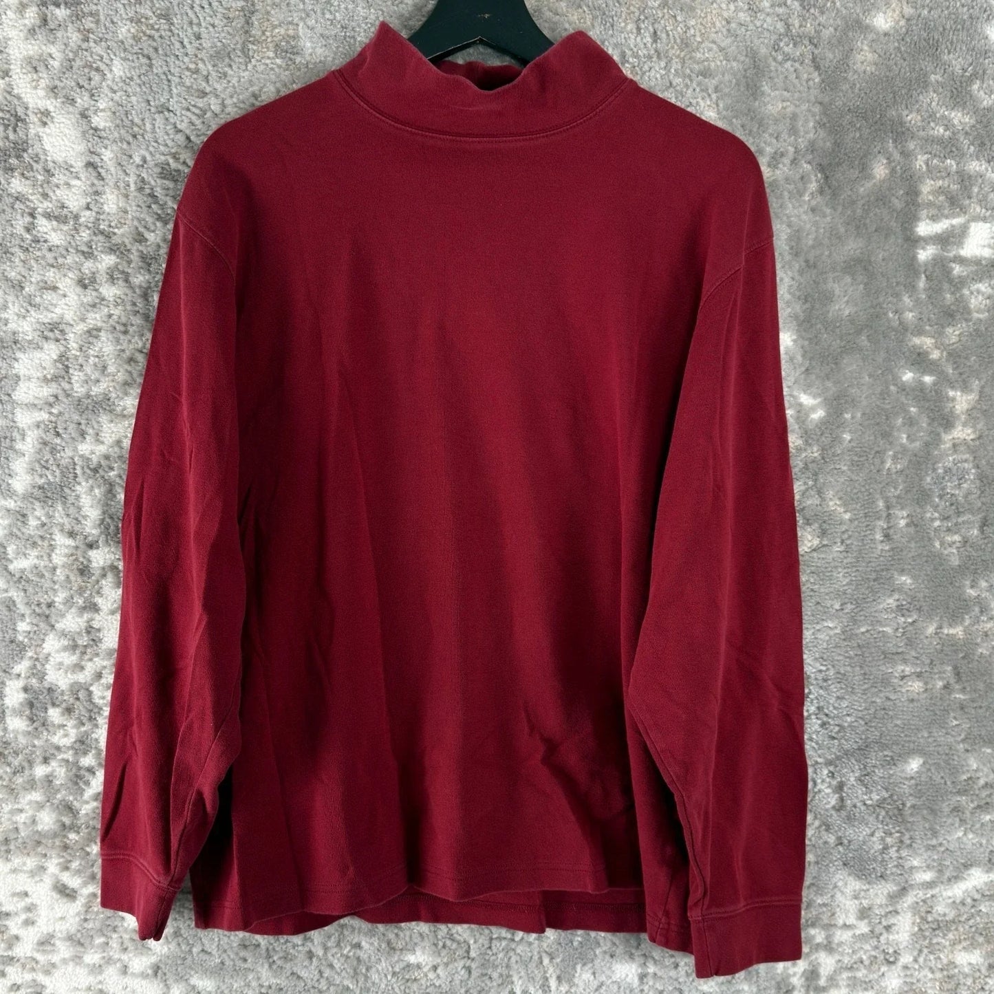 LL Bean Size L Minimalist Casual Mock Neck T Shirt Red Long Sleeve Unisex T-shirt, Sweatshirt, Hoodie, Long Sleeve Tee - T-Shirt, Sweatshirt, Hoodie