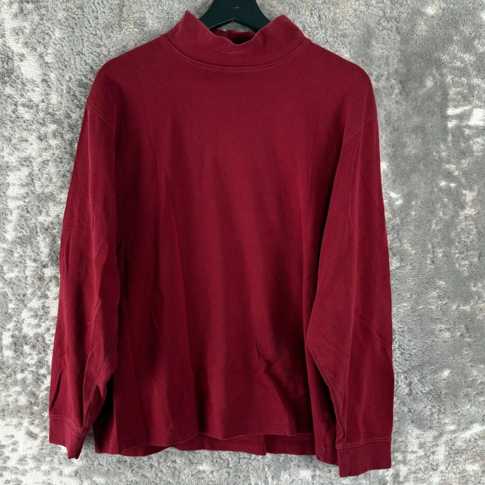 LL Bean Size L Minimalist Casual Mock Neck T Shirt Red Long Sleeve Unisex T-shirt, Sweatshirt, Hoodie, Long Sleeve Tee - T-Shirt, Sweatshirt, Hoodie