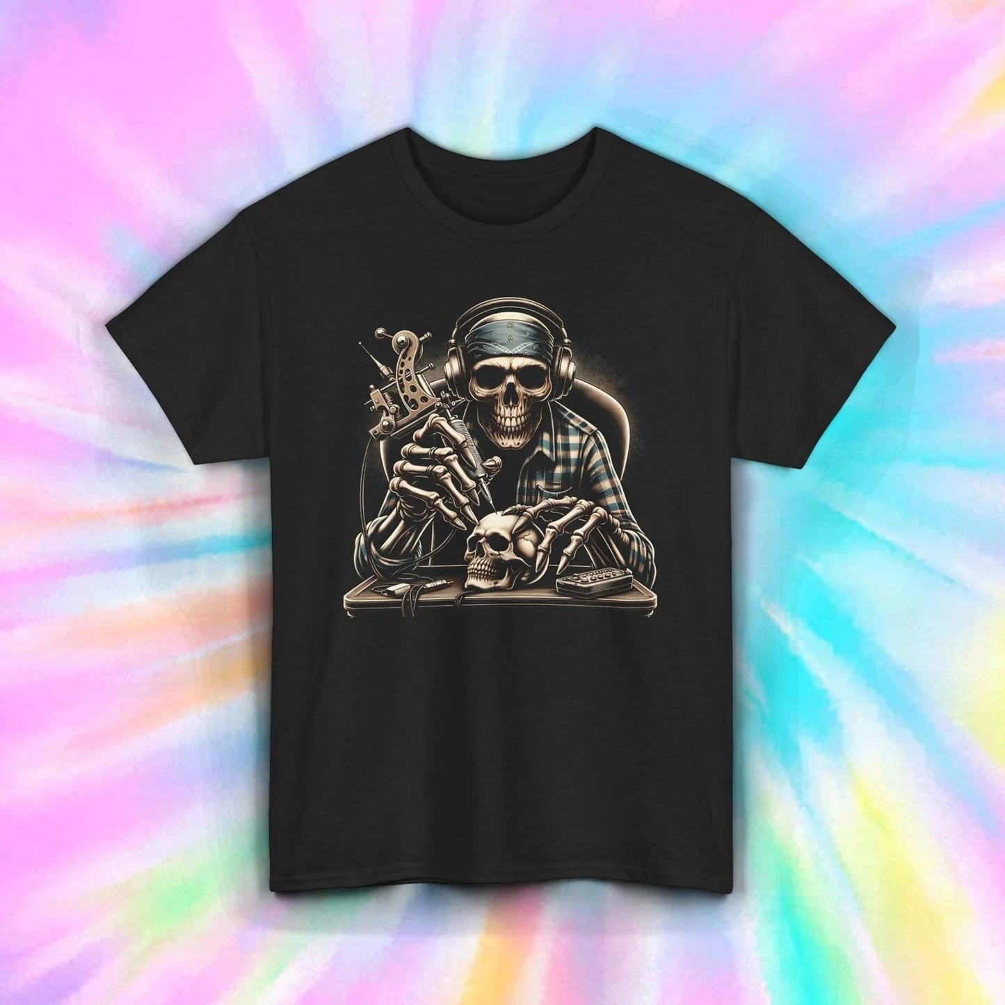 Skull Tattoo Artist Shirt Grim Reaper Ink Machine Art Tee S-5XL Unisex T-shirt, Sweatshirt, Hoodie, Long Sleeve Tee - T-Shirt, Sweatshirt, Hoodie
