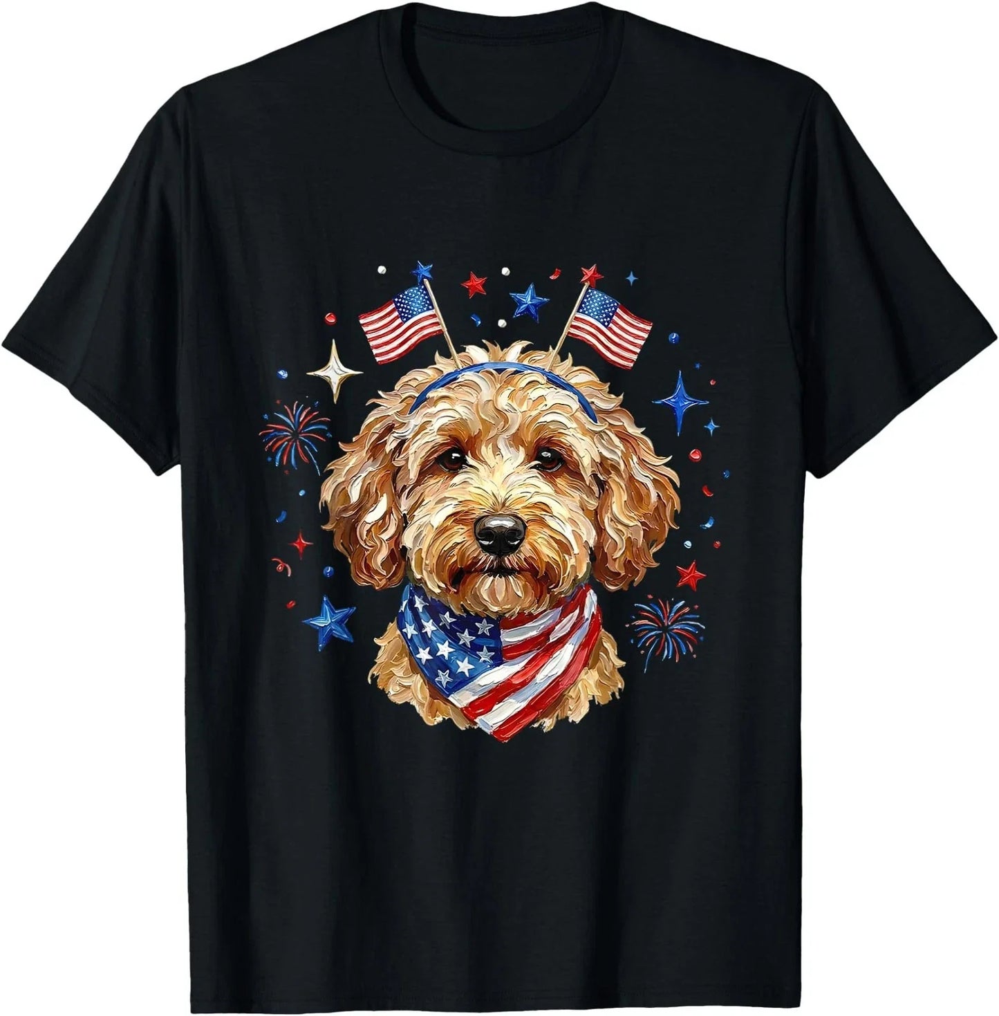 Cute Golden Doodle Patriotic Dog 4th of July Funny Dog Lover T-Shirt Unisex T-shirt, Sweatshirt, Hoodie, Long Sleeve Tee - T-Shirt, Sweatshirt, Hoodie