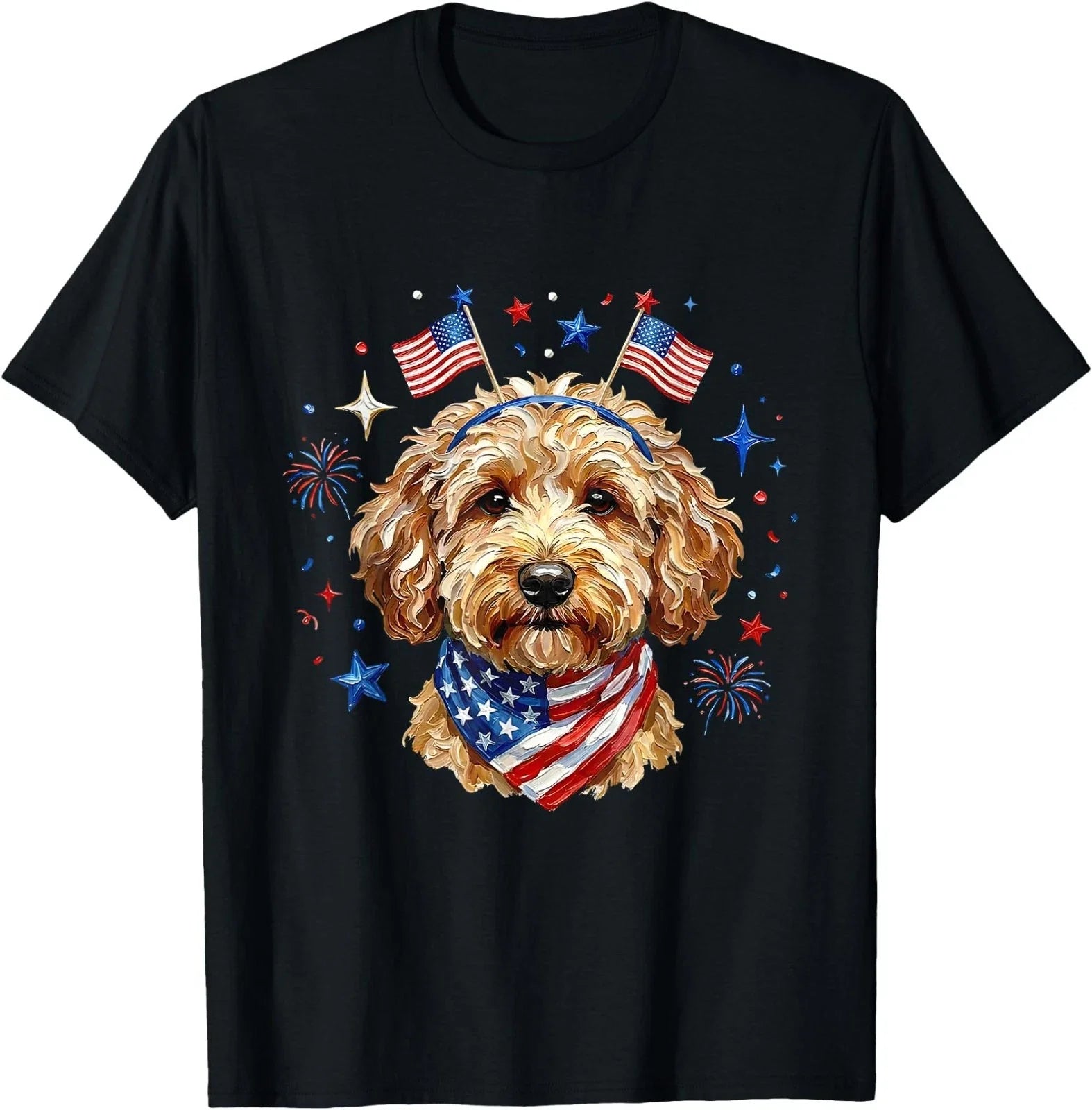 Cute Golden Doodle Patriotic Dog 4th of July Funny Dog Lover T-Shirt Unisex T-shirt, Sweatshirt, Hoodie, Long Sleeve Tee - T-Shirt, Sweatshirt, Hoodie
