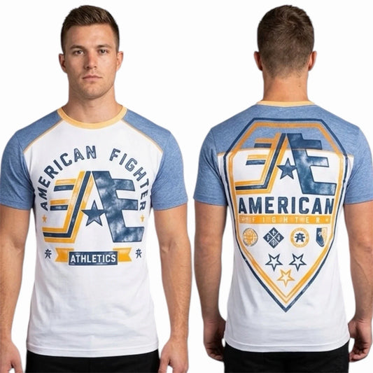 AMERICAN FIGHTER White Blue Orange STONEY BROOK Athletic Graphic T-shirt NWT Unisex T-shirt, Sweatshirt, Hoodie, Long Sleeve Tee - T-Shirt, Sweatshirt, Hoodie