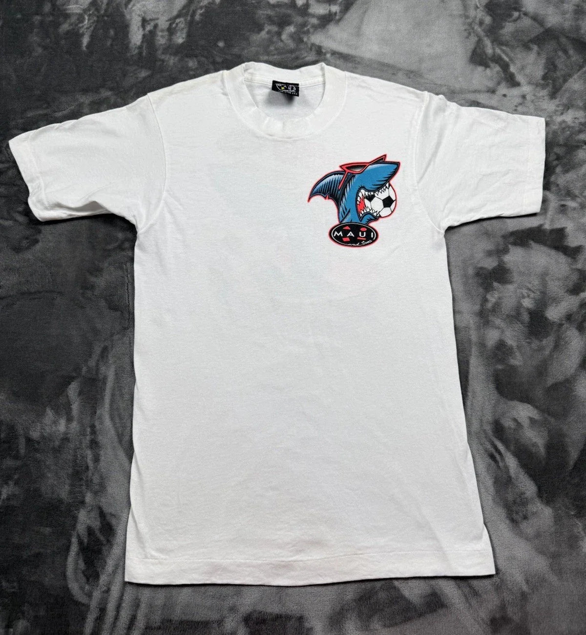 VTG Maui And Sons Men's Sz S T-Shirt Shark Bowl Soccer Ball Graphic 90s Surf Unisex T-shirt, Sweatshirt, Hoodie, Long Sleeve Tee - T-Shirt, Sweatshirt, Hoodie