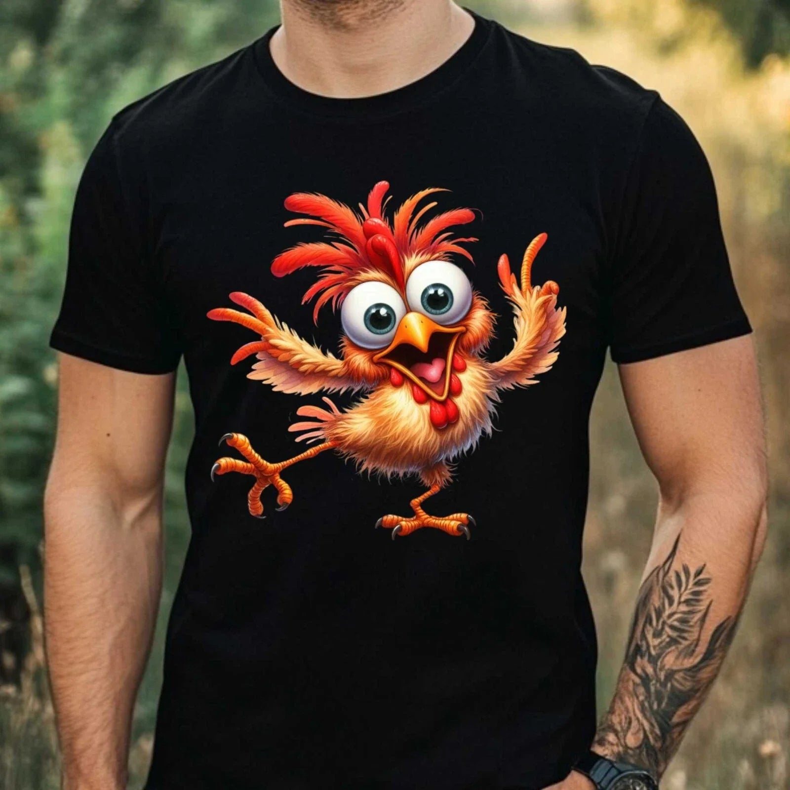 Mens Funny Chicken Print Cotton T-Shirt Size XS to 5XL Unisex T-shirt, Sweatshirt, Hoodie, Long Sleeve Tee - T-Shirt, Sweatshirt, Hoodie