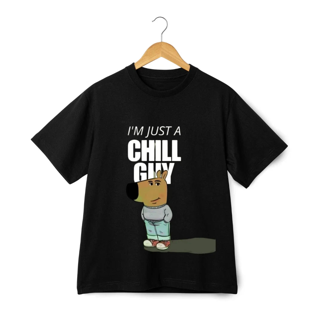 Cartoon Chill Guy Graphic T-Shirt - Funny Streetwear Retro Style Tee Unisex T-shirt, Sweatshirt, Hoodie, Long Sleeve Tee - T-Shirt, Sweatshirt, Hoodie
