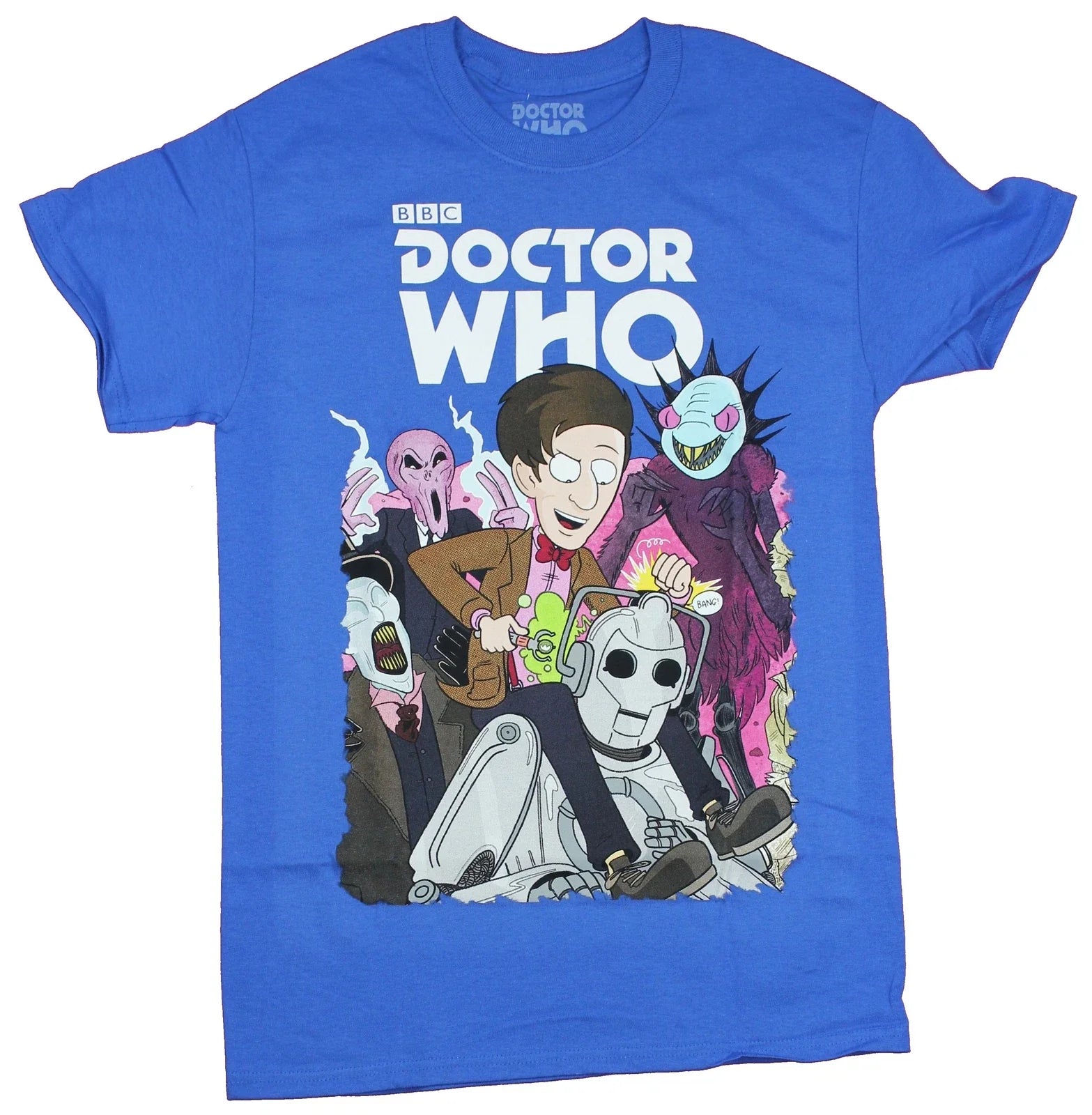 Doctor Who Mens  T-Shirt - 11th Doctor Cartoon Style Mayhem Unisex T-shirt, Sweatshirt, Hoodie, Long Sleeve Tee - T-Shirt, Sweatshirt, Hoodie