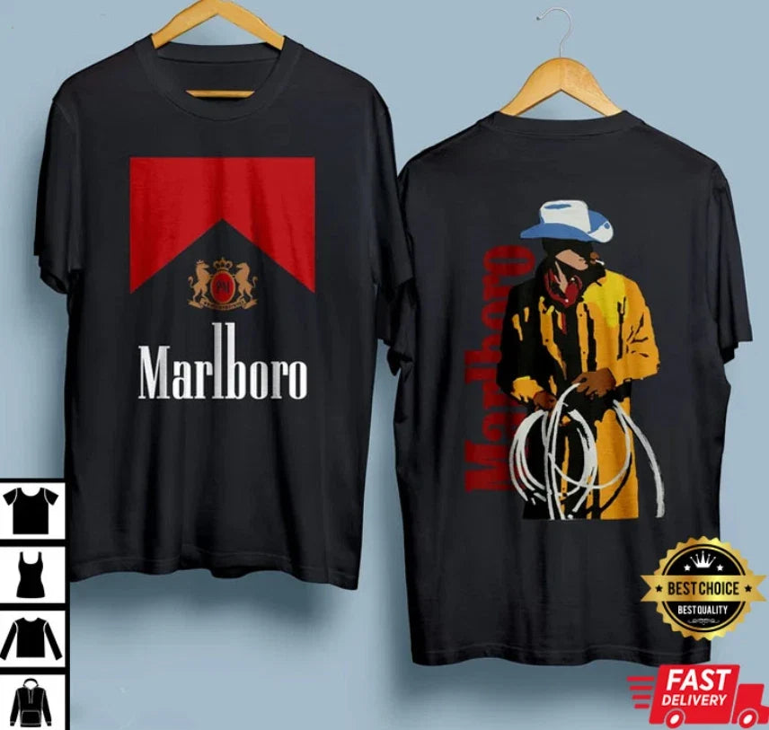 Marlboro Cowboy T-Shirt Black Vintage 90s Western Graphic Tee S-5XL Unisex T-shirt, Sweatshirt, Hoodie, Long Sleeve Tee - T-Shirt, Sweatshirt, Hoodie