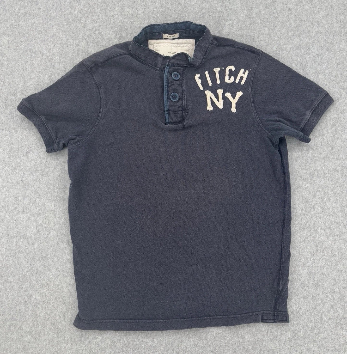 Abercrombie & Fitch Y2K Fitch NY Henley Shirt Navy Blue Muscle Fit Size S Unisex T-shirt, Sweatshirt, Hoodie, Long Sleeve Tee - T-Shirt, Sweatshirt, Hoodie