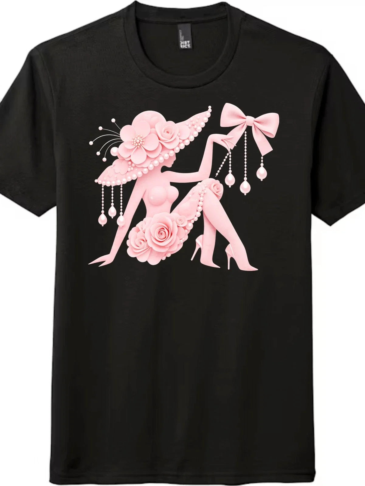 Pink Floral Lady with Pearls Feminine Art T-Shirt Unisex T-shirt, Sweatshirt, Hoodie, Long Sleeve Tee - T-Shirt, Sweatshirt, Hoodie