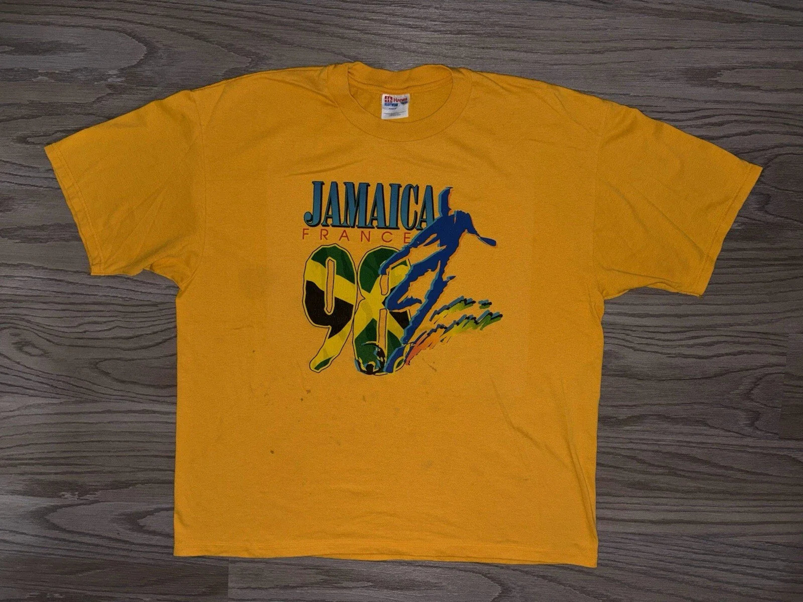 Jamaica France World Cup 1998 T-Shirt Mens Size XL Soccer USA 90s Football Unisex T-shirt, Sweatshirt, Hoodie, Long Sleeve Tee - T-Shirt, Sweatshirt, Hoodie