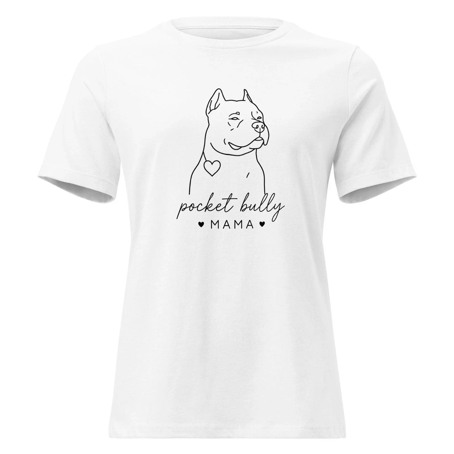 Pocket Bully Mama Minimal Line Art Women's Relaxed T-Shirt Unisex T-shirt, Sweatshirt, Hoodie, Long Sleeve Tee - T-Shirt, Sweatshirt, Hoodie