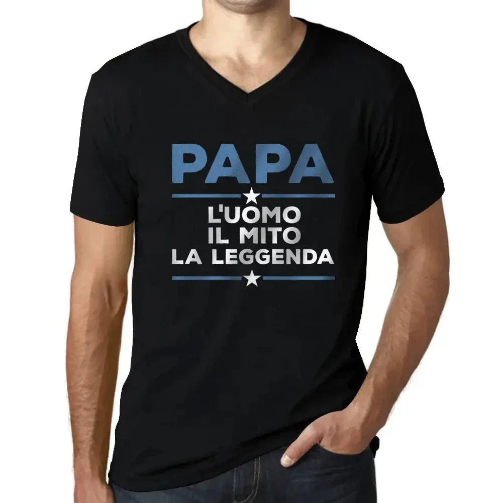 Men's Graphic T-Shirt V Neck Papa L'uomo Il Mito La Leggenda Eco-Friendly Unisex T-shirt, Sweatshirt, Hoodie, Long Sleeve Tee - T-Shirt, Sweatshirt, Hoodie