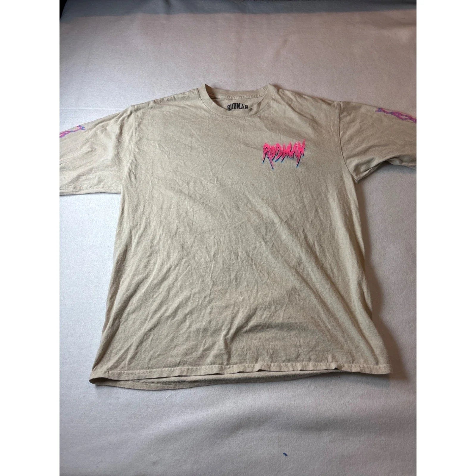 Rodman Brand Graphic T-Shirt Mens Large Tan 90s Streetwear USA Made Unisex T-shirt, Sweatshirt, Hoodie, Long Sleeve Tee - T-Shirt, Sweatshirt, Hoodie