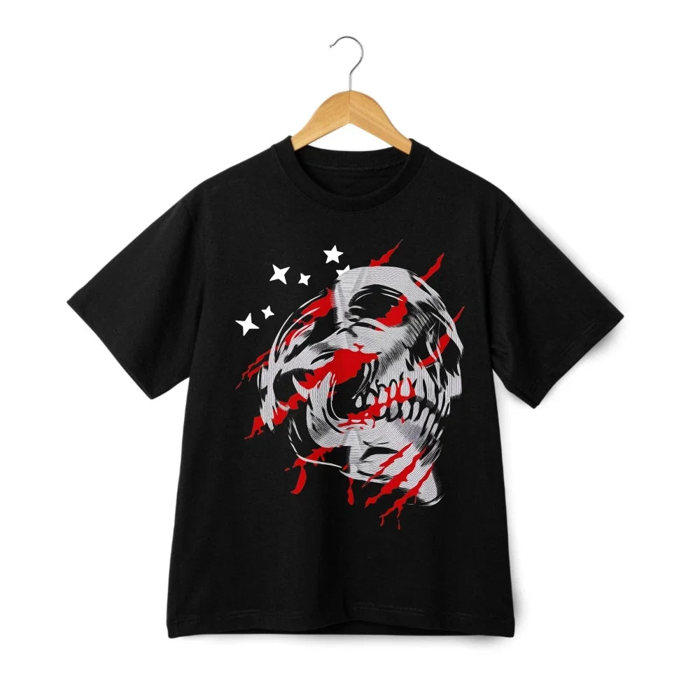Unisex Trendy Red Splash Skull Graphic Tee|Urban Grunge&Punk Style Casual Shirt Unisex T-shirt, Sweatshirt, Hoodie, Long Sleeve Tee - T-Shirt, Sweatshirt, Hoodie