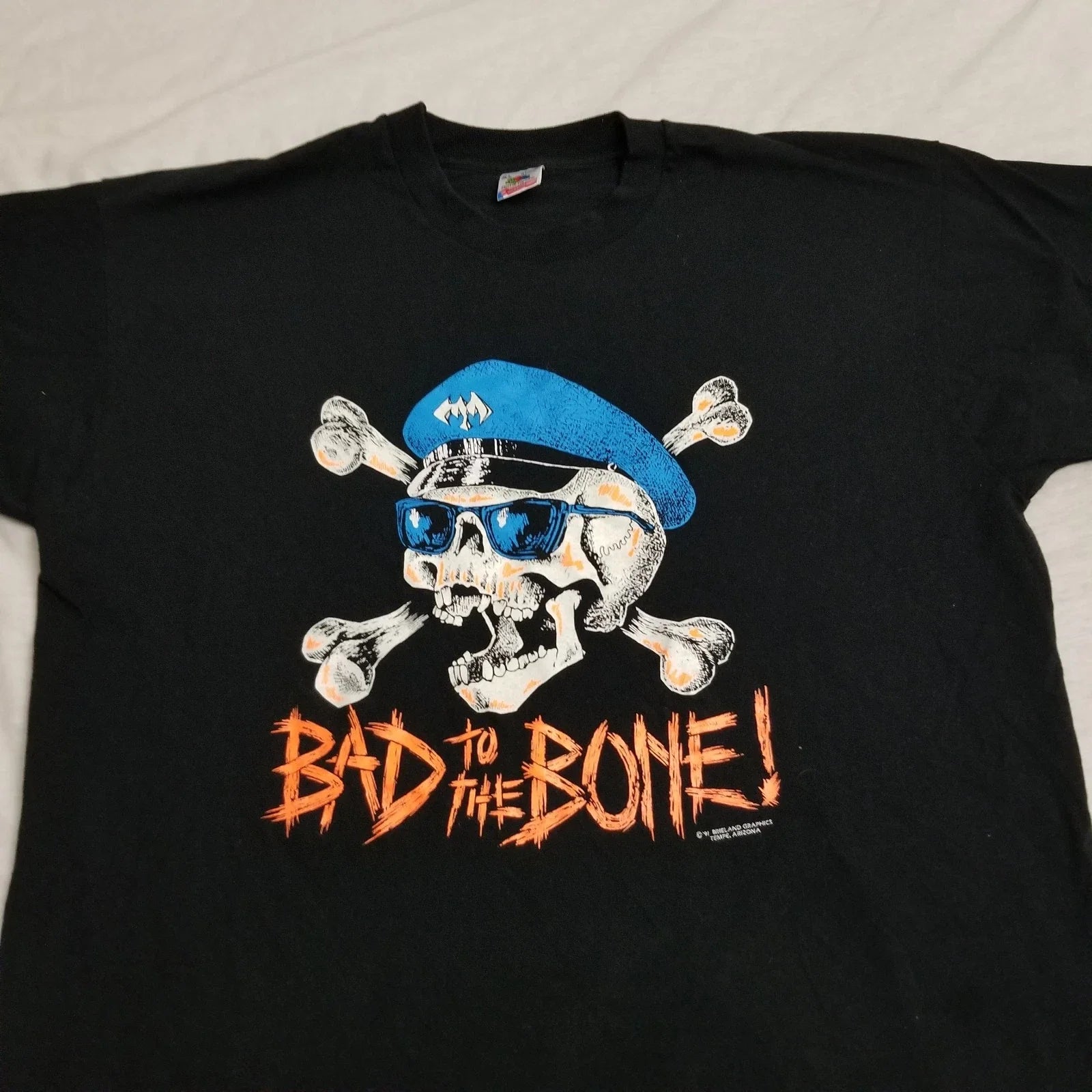 Vintage Bad to the Bone T Shirt Mens XL Black Motorcycle Biker Skull Crossbones Unisex T-shirt, Sweatshirt, Hoodie, Long Sleeve Tee - T-Shirt, Sweatshirt, Hoodie