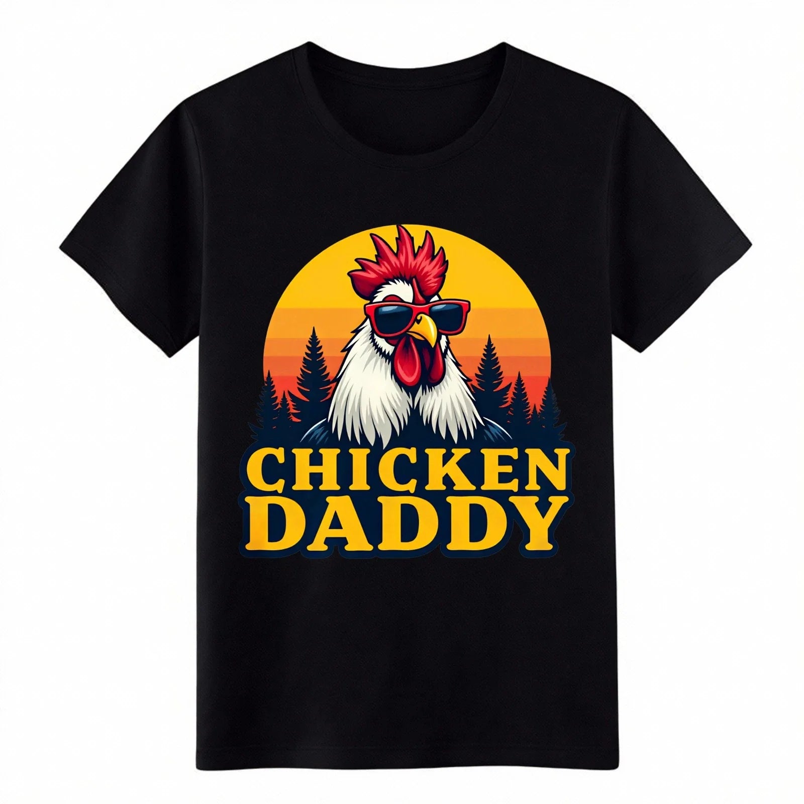 Chicken Daddy Retro Sunset Casual Cotton T-Shirt Fathers Day Gift Unisex T-shirt, Sweatshirt, Hoodie, Long Sleeve Tee - T-Shirt, Sweatshirt, Hoodie