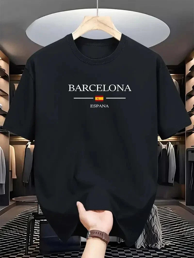 Mens Cotton Barcelona Espana Print T-Shirt Soft Short Sleeve Holiday Cool Tees Unisex T-shirt, Sweatshirt, Hoodie, Long Sleeve Tee - T-Shirt, Sweatshirt, Hoodie
