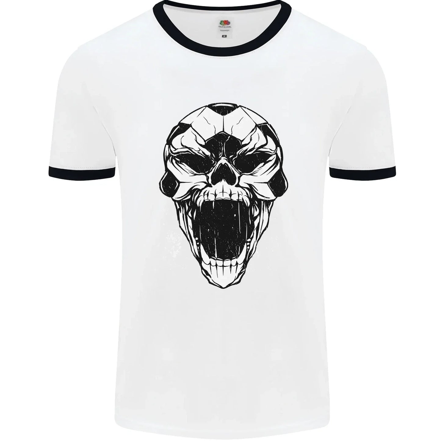 A Football Skull Soccer Footy Mens Ringer T-Shirt Unisex T-shirt, Sweatshirt, Hoodie, Long Sleeve Tee - T-Shirt, Sweatshirt, Hoodie