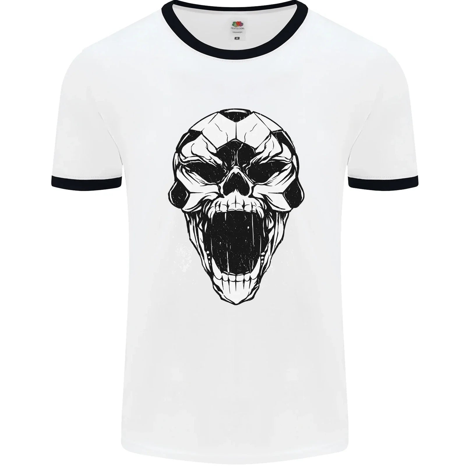 A Football Skull Soccer Footy Mens Ringer T-Shirt Unisex T-shirt, Sweatshirt, Hoodie, Long Sleeve Tee - T-Shirt, Sweatshirt, Hoodie